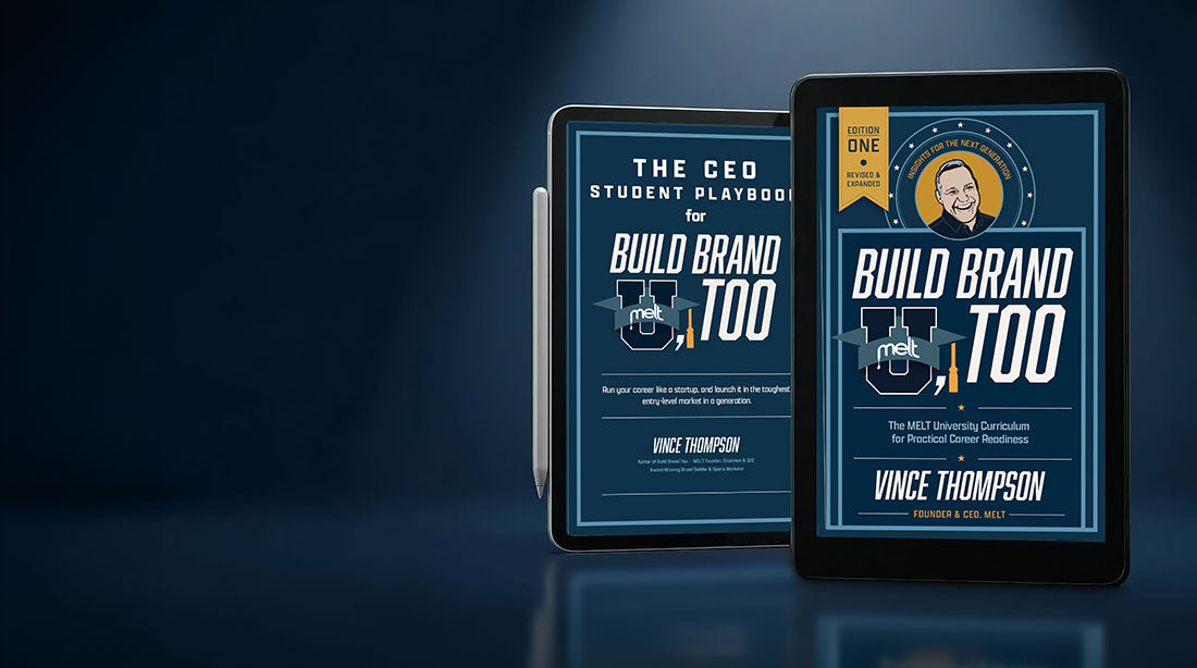 Build Brand U, Too book and CEO Student Playbook on devices